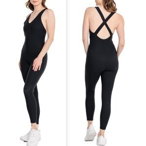 EUC KYODAN Ottoman Jumpsuit Black Onesie w/ Built-In Bra